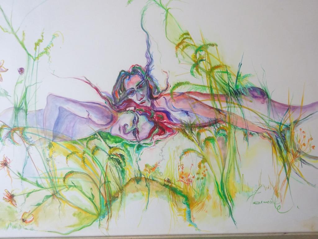 Paule Lonneville, aquarel, Flower Power, Antiek en Kunst, Ophalen
