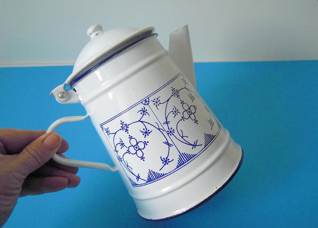 Copenhague koffiekan in emaille, Antiek en Kunst, Verzenden