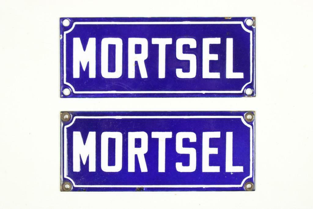 Emaille bord "MORTSEL", Ophalen of Verzenden