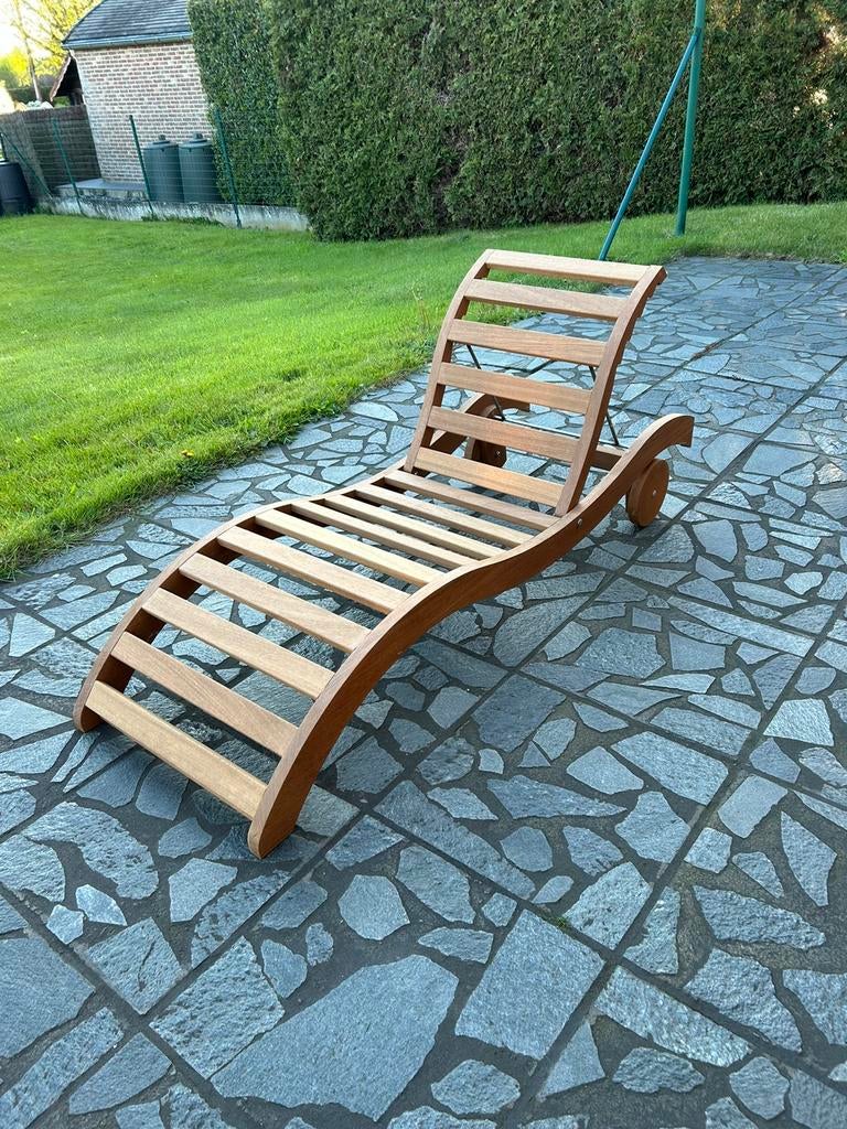 Chaise longue Iroko (bois dur tropical), Enlèvement, Comme neuf, Bois, Ajustable