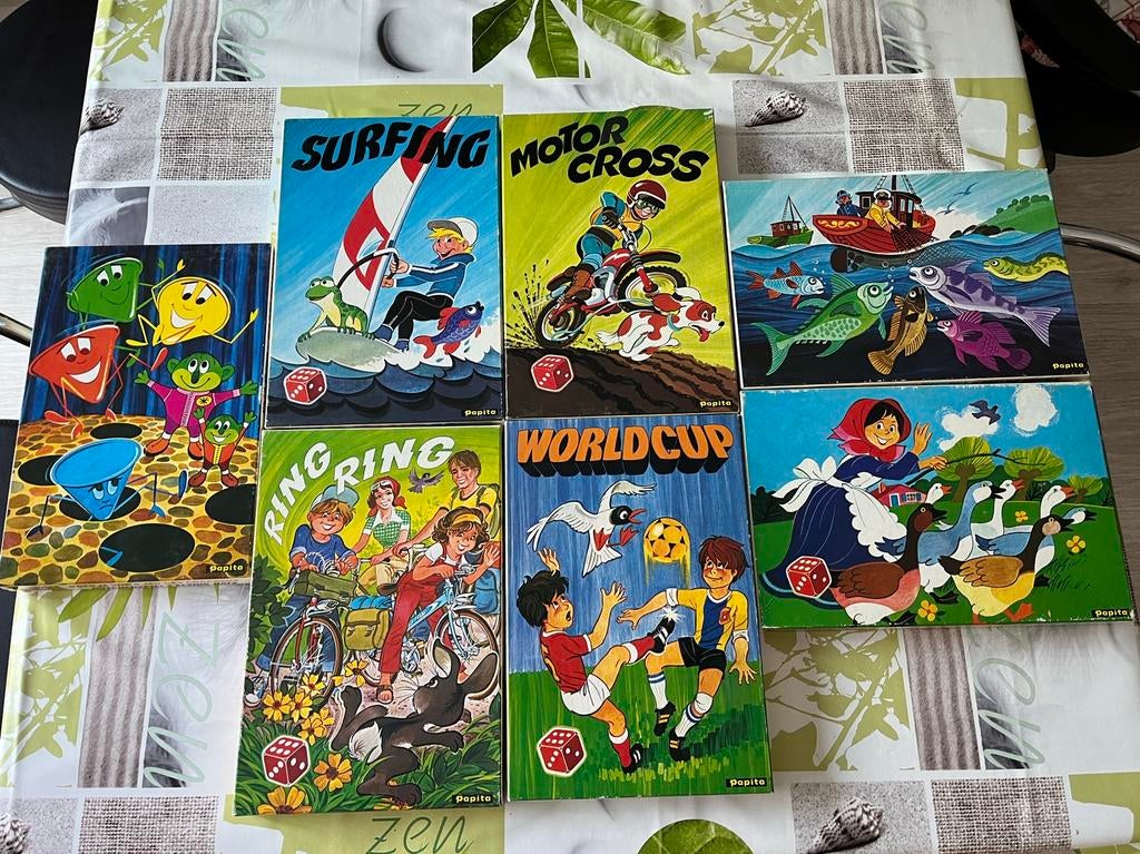7 vintage gezelschapsspelletjes uit de jaren 70/80  papita, Vijf spelers of meer, Ophalen, Gebruikt, Papita