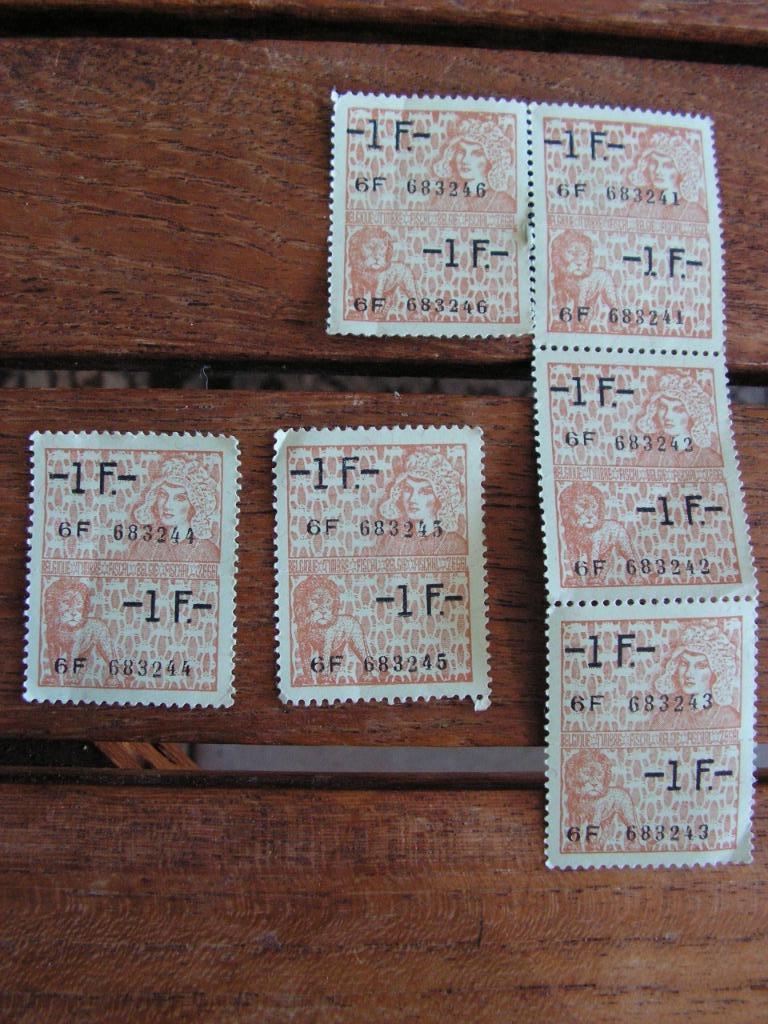 Lot de 6 timbres fiscaux belges vintage., Timbres & Monnaies, Timbres | Europe | Belgique, Sans timbre, Neuf, Enlèvement ou Envoi