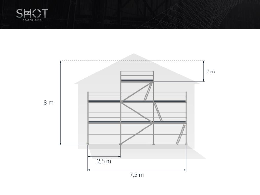 Échafaudage pour mur pignon / Échafaudage en Alu Baumann, Envoi, Neuf, Échafaudage de façade, 5 mètres de hauteur ou plus