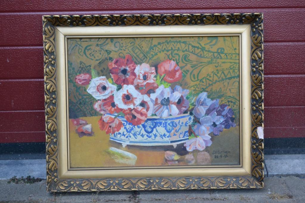 Peinture : nature morte sur toile de lin, 1935, Enlèvement ou Envoi