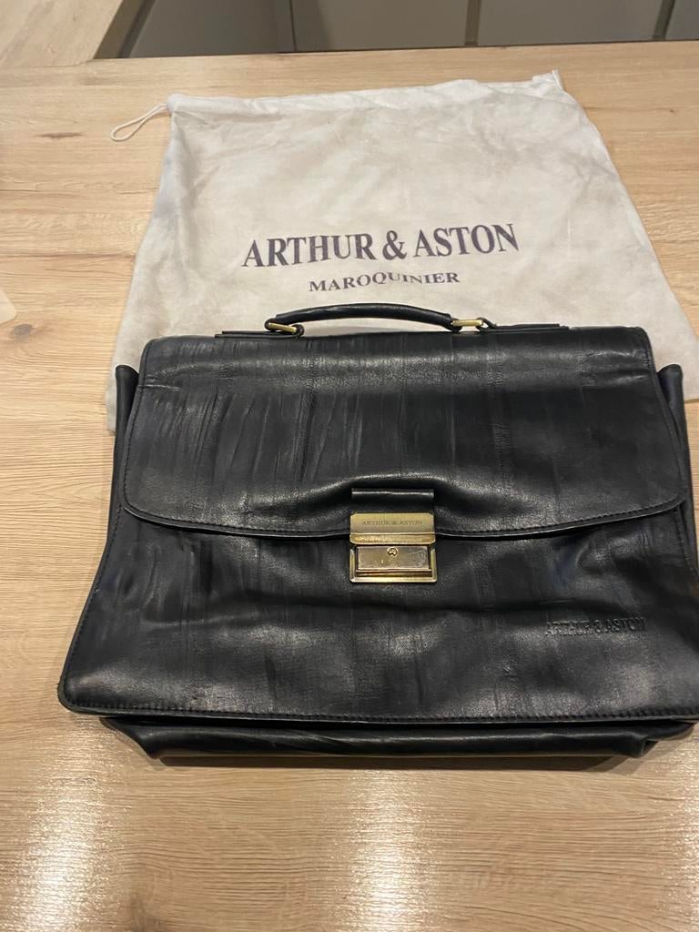 Lederen Arthur &Aston aktentas laptop tas (voor goed bod), Enlèvement, Utilisé
