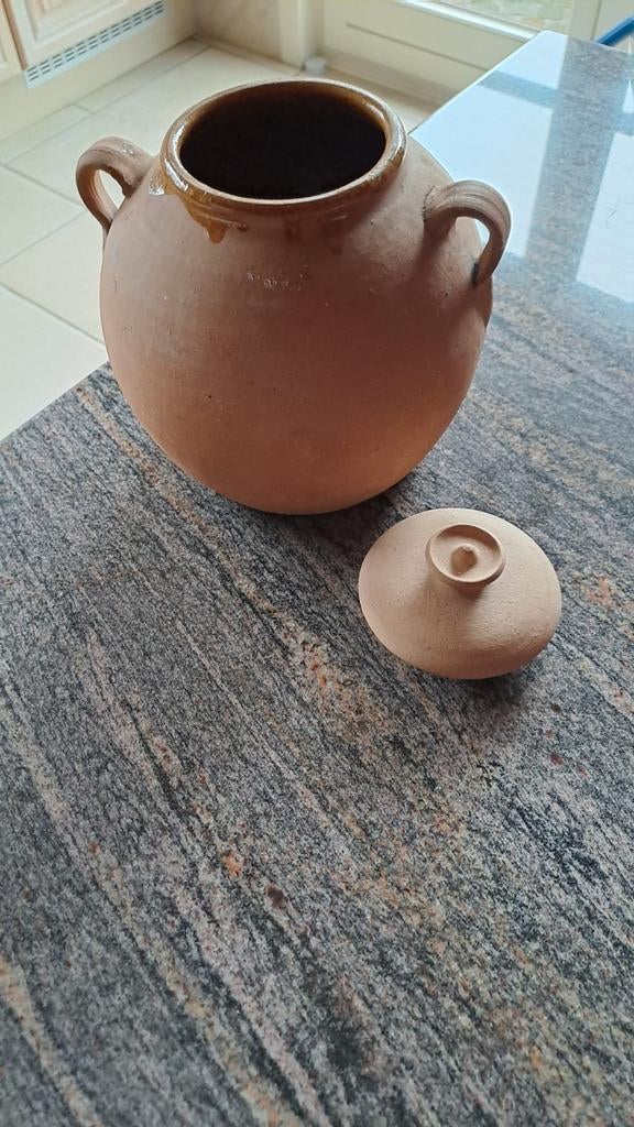 Gebakken (keramiek) pot met deksel, Antiek en Kunst, Antiek | Keramiek en Aardewerk, Ophalen of Verzenden