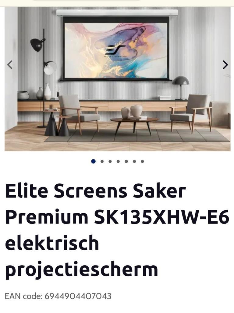 Splinternieuw elektrisch projectiescherm elite 16/9, Audio, Tv en Foto, Projectieschermen, Ophalen, Elektrisch, Nieuw