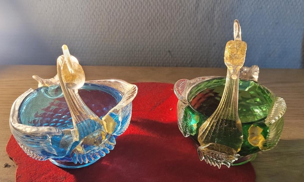 Duo de Cygnes en Verre murano par le créateur salviati 1950, Enlèvement ou Envoi