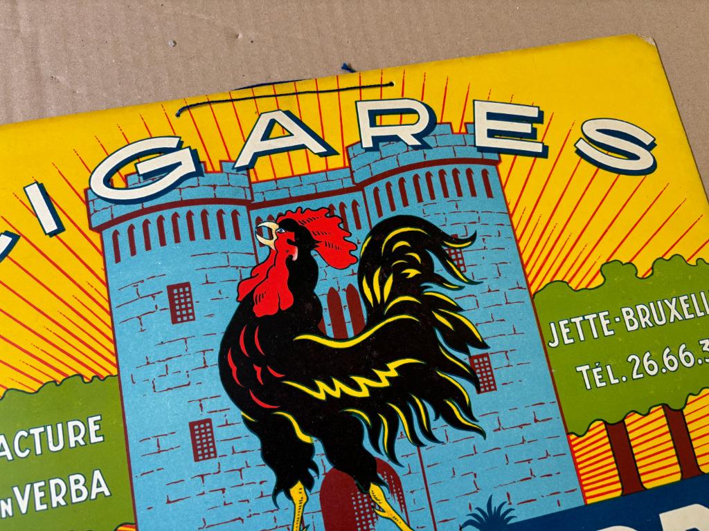 plaque COQ HARDI Cigares JETTE BRUXELLES carton tabac, Enlèvement ou Envoi