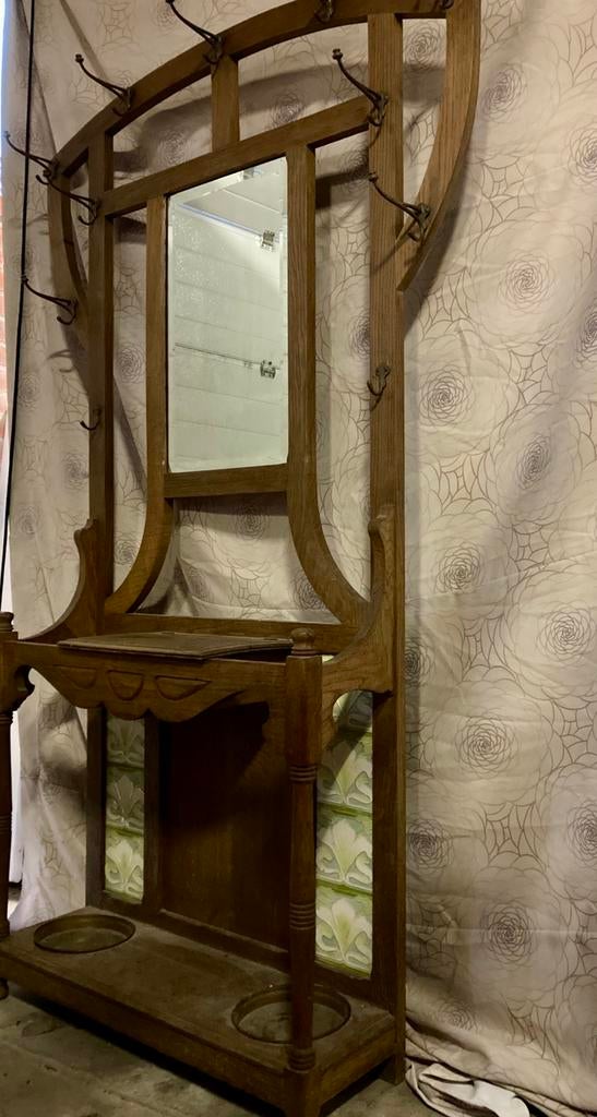 Art Deco garderobe-halmeubel met paraplubak voor inkom, Antiek en Kunst, Ophalen