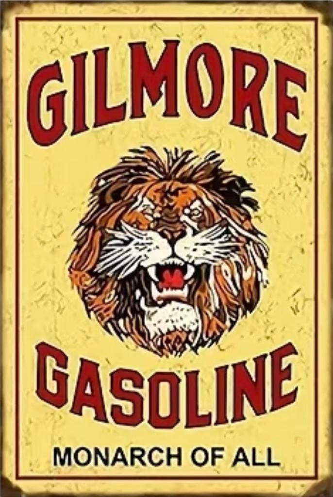 Panneau en métal Gilmore à essence - rétro vintage mancave, Collections, Marques & Objets publicitaires, Comme neuf, Panneau publicitaire