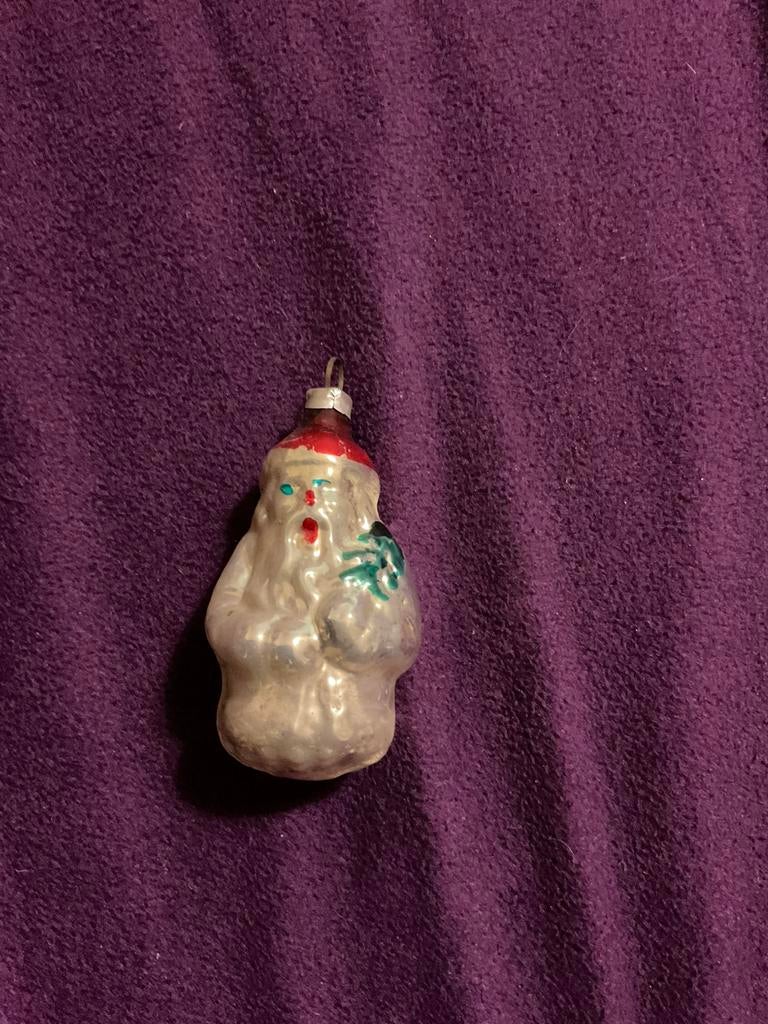 Zeer oude kerstbal - zilveren kerstman, Diversen, Kerst, Verzenden, Zo goed als nieuw