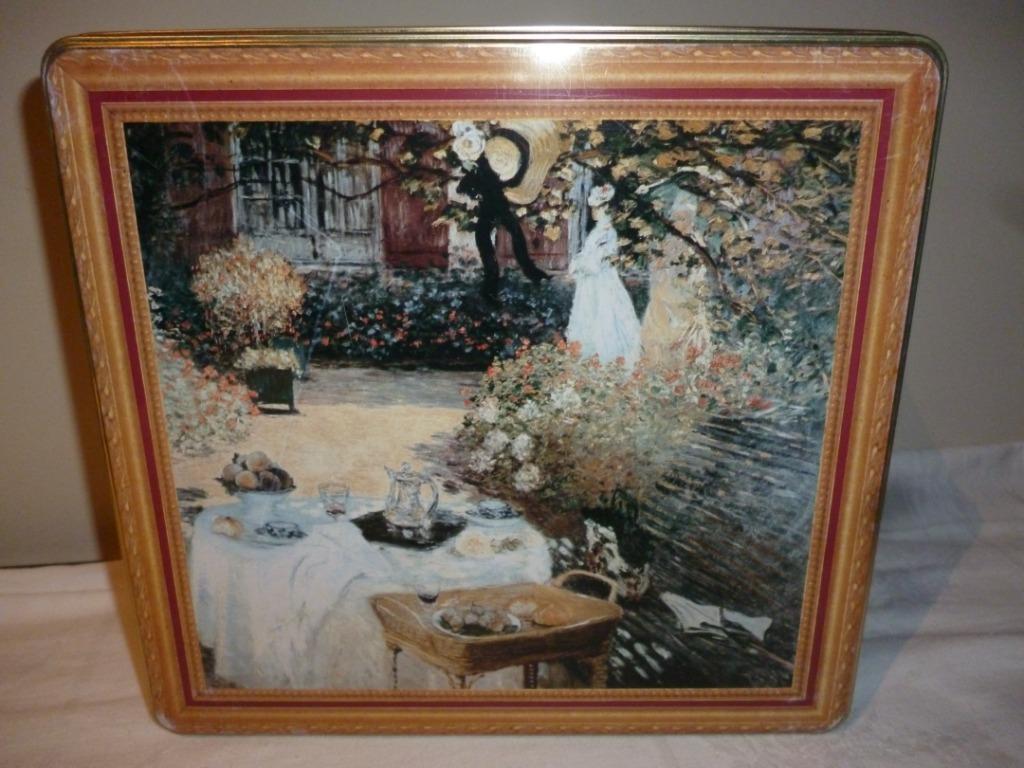 Ancienne boîte en métal boîte en fer dessin Claude Monet, Collections, Boîte en métal, Enlèvement ou Envoi