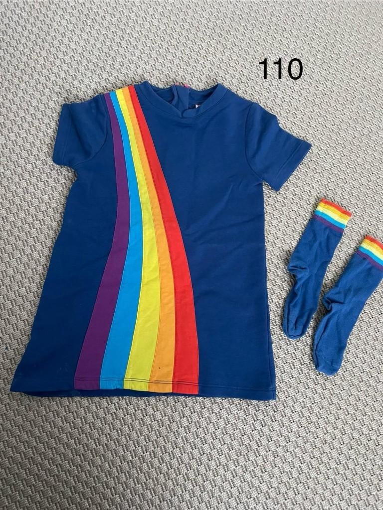 Regenboog jurkje K3 met kousen – maat 110 & 134, Ophalen, Zo goed als nieuw, Meisje