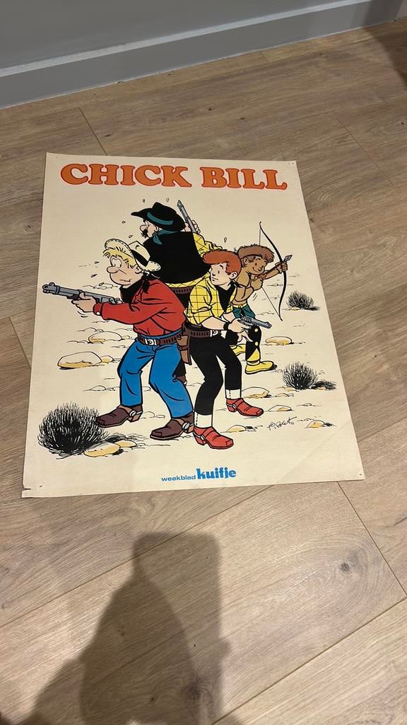 Affiche Bill Poussin du Tibet 1977 Hebdomadaire Tintin, Enlèvement ou Envoi, Tintin, Utilisé