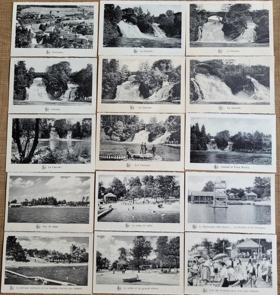 15 oude fotoprenten: Watervallen van Coo, Ophalen of Verzenden, Gebruikt, Natuur, Prent