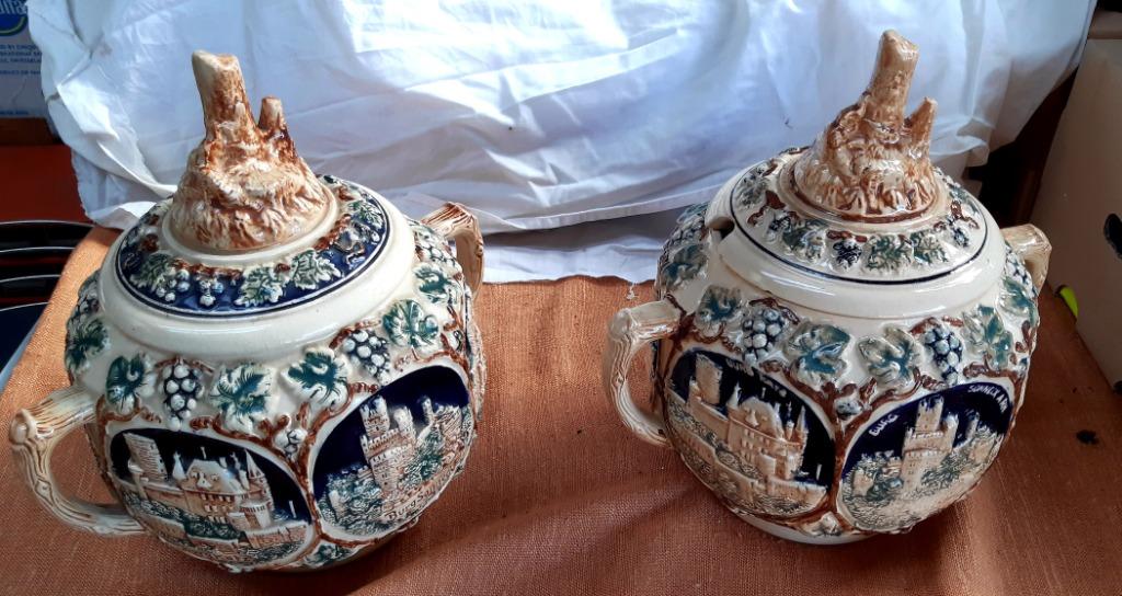 2 Vintage Duits aardewerk met  kastelen van de Rijn., Ophalen