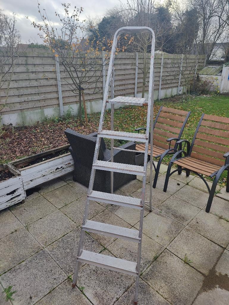 Aluminium ladder met 5 treden, Ophalen, Gebruikt, Ladder