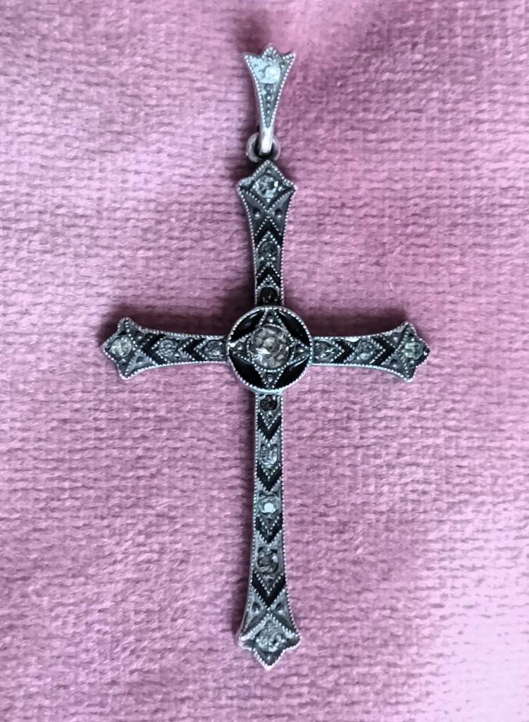 Pendentif ancien croix argent, Enlèvement ou Envoi, Argent, Pendentif