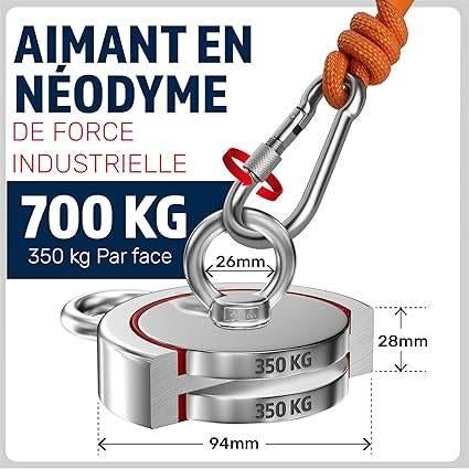 Aimant de pêche | traction | 700 kg | LIVRAISON GRATUITE, Neuf, -, -, MAGFISHION