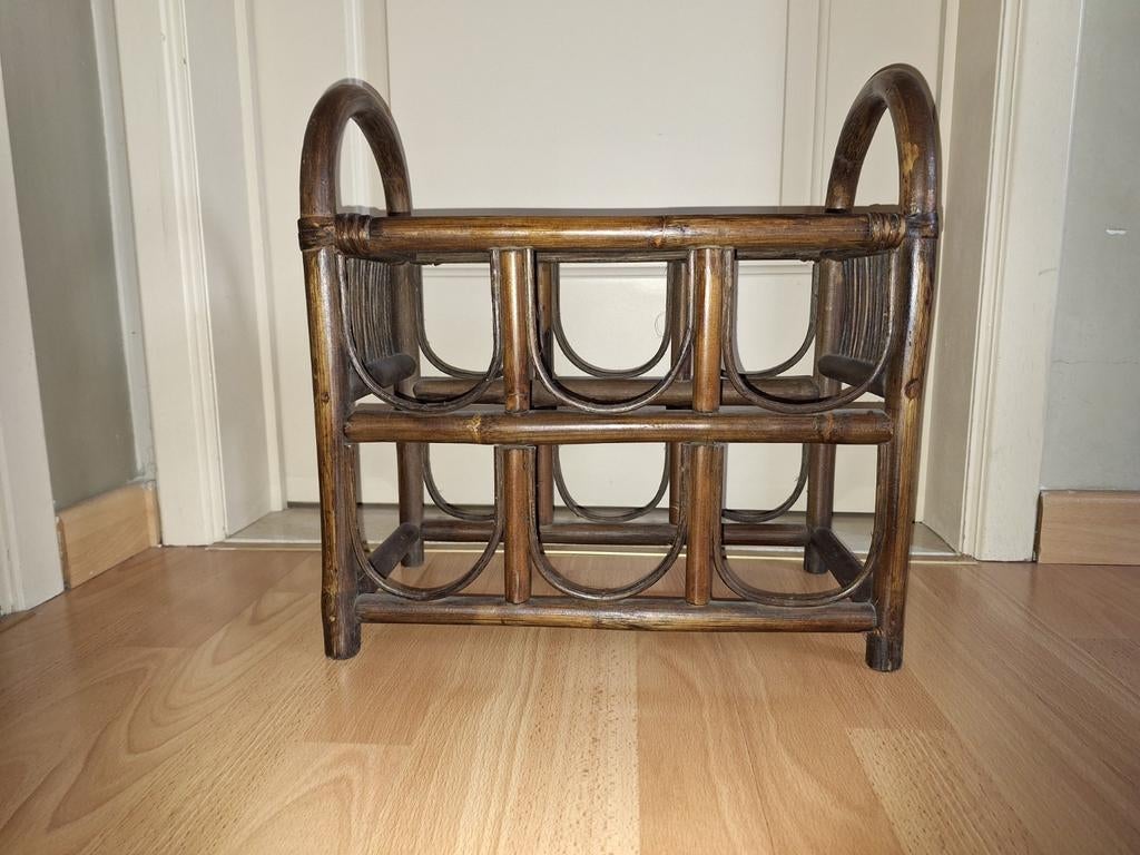 Rotan wijnrekje voor 6 flesssen, Huis en Inrichting, Woonaccessoires | Wijnrekken, Ophalen, Zo goed als nieuw