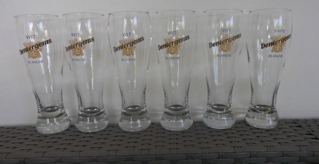 Rare 6 Verres  " DENTERGEMS "  Wit Blanche, Enlèvement ou Envoi, Comme neuf, Verre à bière