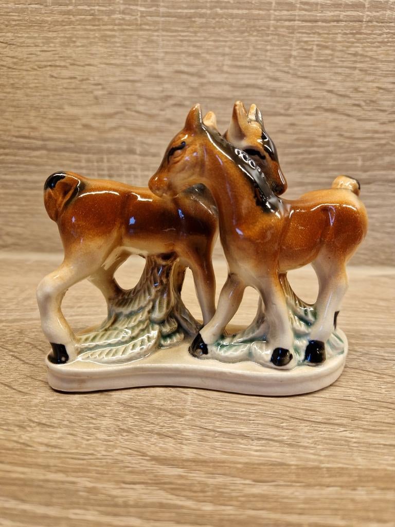 Vintage porseleinen beeldje 2 veulens, Ophalen of Verzenden
