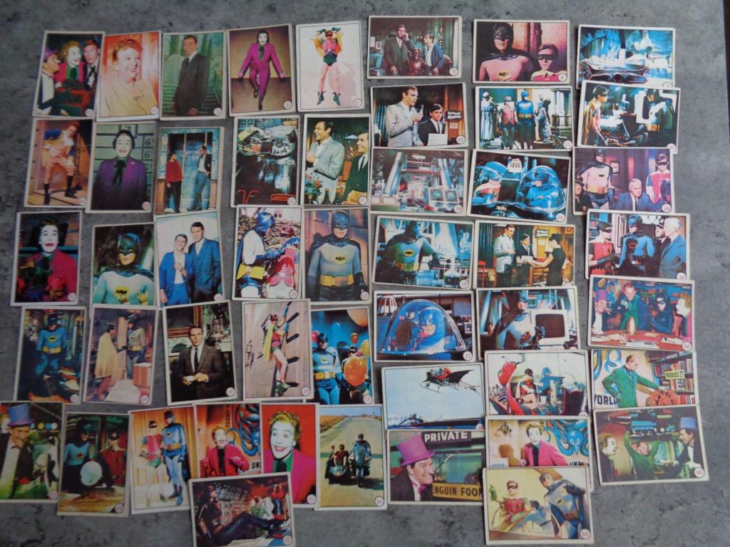 BATMAN kaarten BAT LAFFS jaren 60 Topps 46x Adam West en Bur, Verzenden