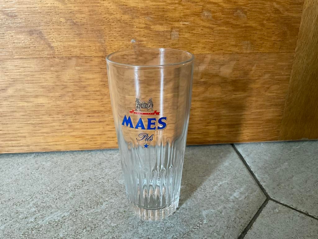 Oud bierglas Maes Pils (3), Verzenden, Zo goed als nieuw