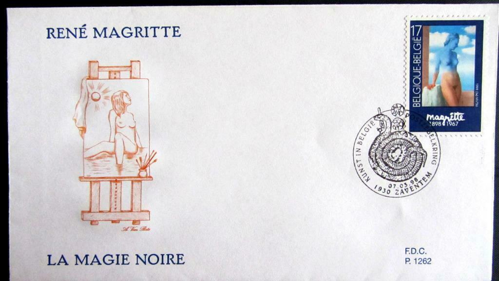 FIRST DAY COVER- SCHILDERIJEN- SCHILDERS-MAGRITTE- BELGIË, Ophalen of Verzenden, Gestempeld, Overige thema's