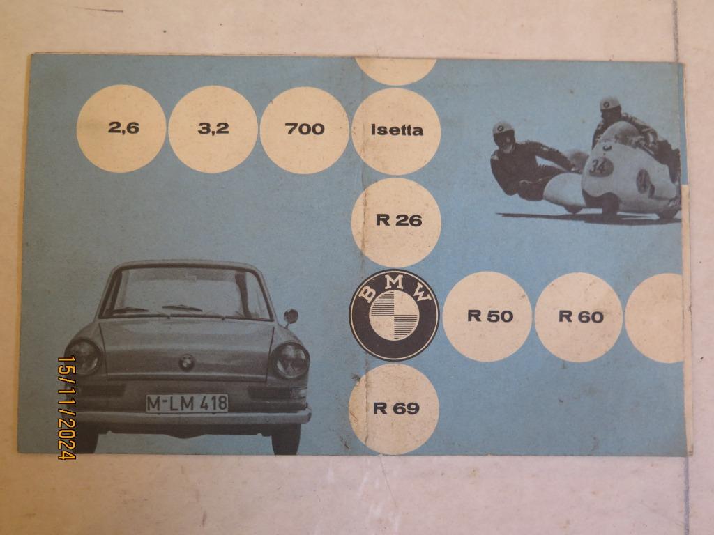 BMW FOLDER 1960  alle modellen, Verzenden, Folder