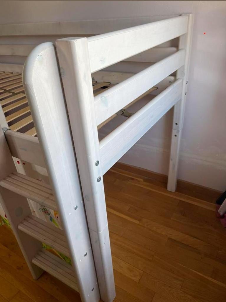 Lit mi-hauteur FLEXA CLASSIC blanchi, Ophalen of Verzenden, Gebruikt, Halfhoogslaper