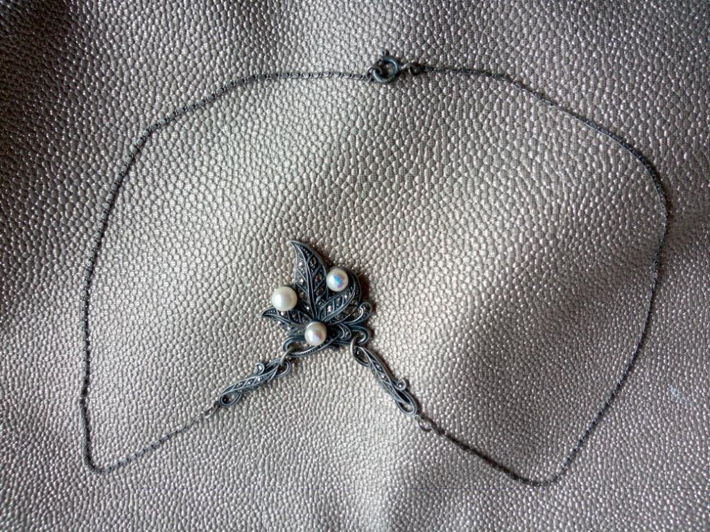 Collier en argent avec perles, Enlèvement ou Envoi, Argent, Collier
