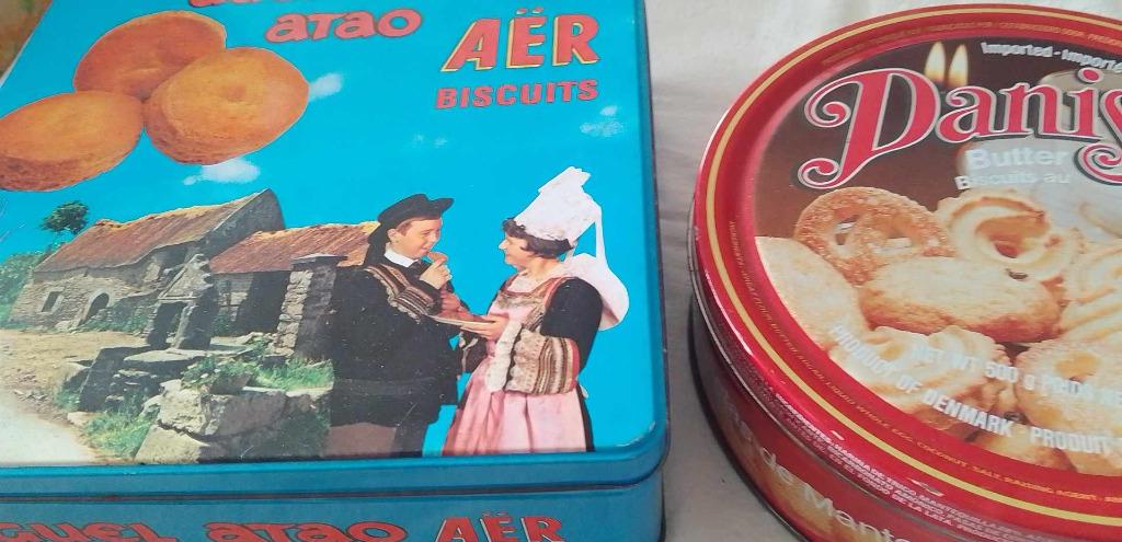 pot à biscuits carré et rond en étain, Enlèvement ou Envoi, Comme neuf, Autre, Autres marques