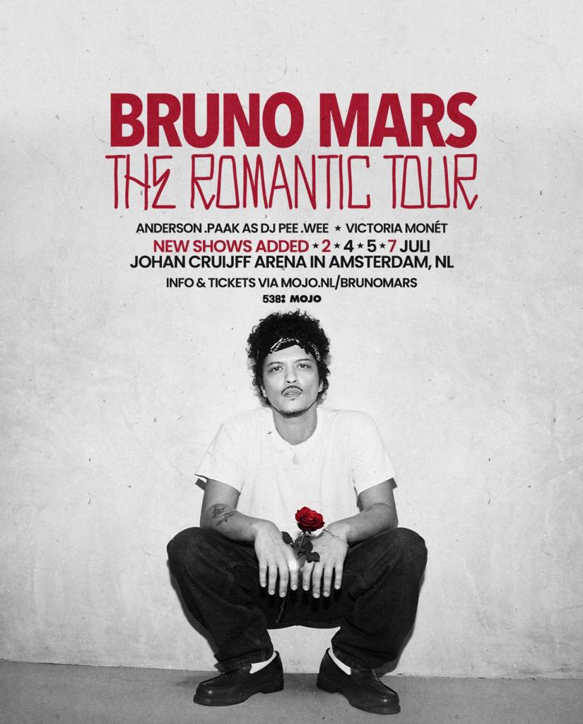 6 sites Bruno Mars, 7 juillet, Amsterdam, Tickets & Billets, Trois personnes ou plus, Juillet