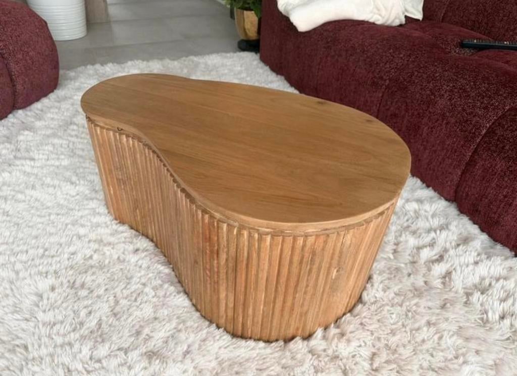 Organische japandi salontafel van mangohout modern &stijlvol, Ophalen, Minder dan 50 cm, 50 tot 100 cm, Japandi, modern, stijlvol