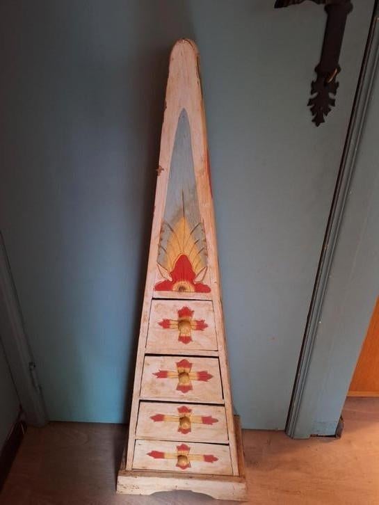 Vintage houten kastje met kleine laden, Ophalen, Zo goed als nieuw