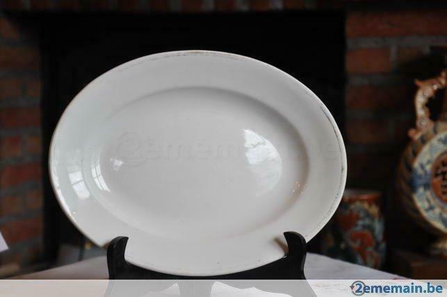 ancien plat ovale faience nimy, Antiquités & Art