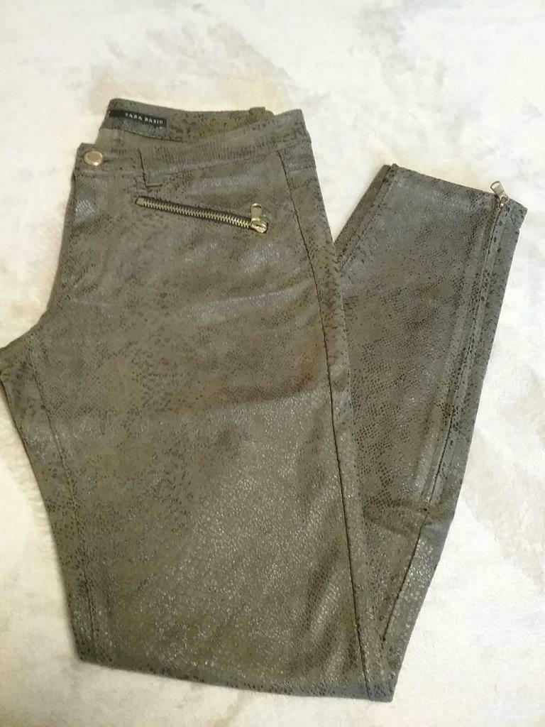 Kaki slangenprint broek, Zara, Ophalen of Verzenden, Zo goed als nieuw, Maat 36 (S)