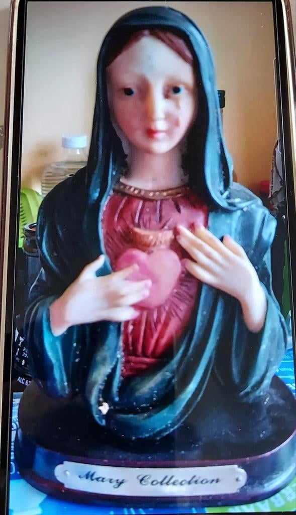 Vierge Marie en resine 16cm, Antiquités & Art, Enlèvement ou Envoi