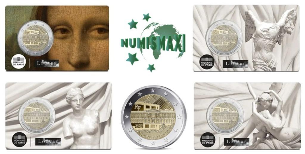 4x Coincard 2 euro Frankrijk 2025 Musée du Louvre, Ophalen of Verzenden, Frankrijk, 2 euro