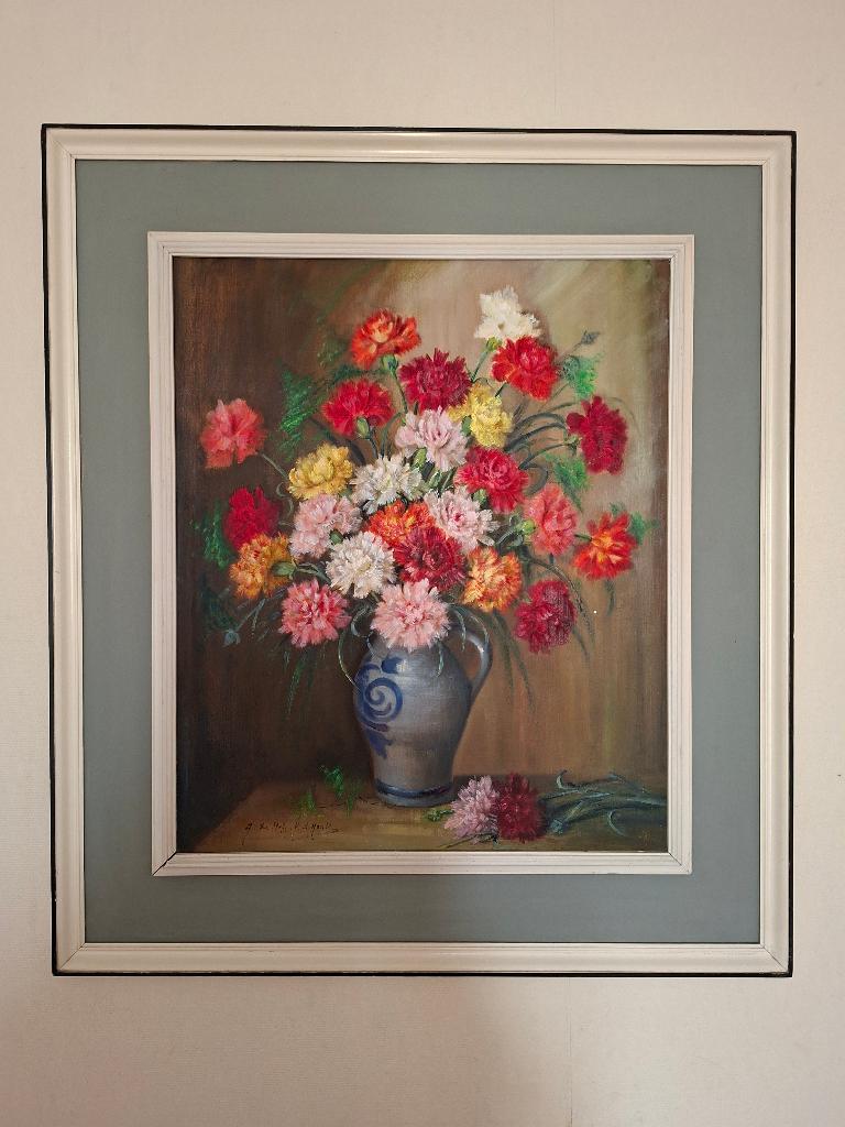schilderij anjers in kruik, A. De Mets-Van den Heule, Enlèvement