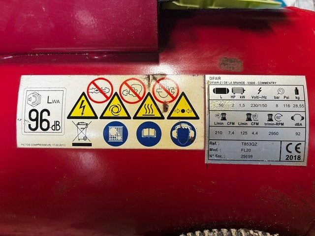 Compresseur 50L, Bricolage & Construction, Moins de 200 litres/min, Enlèvement, Utilisé, 6 à 10 bars