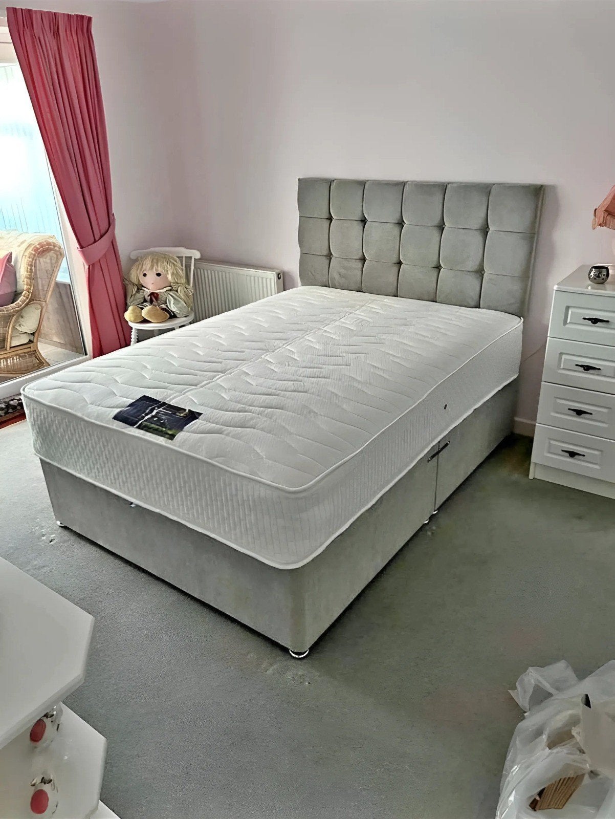 Tweepersoonsbed met matras  90200,140200,160200,180x200cm, Nieuw, Bedbodem, 200 cm, 140 cm