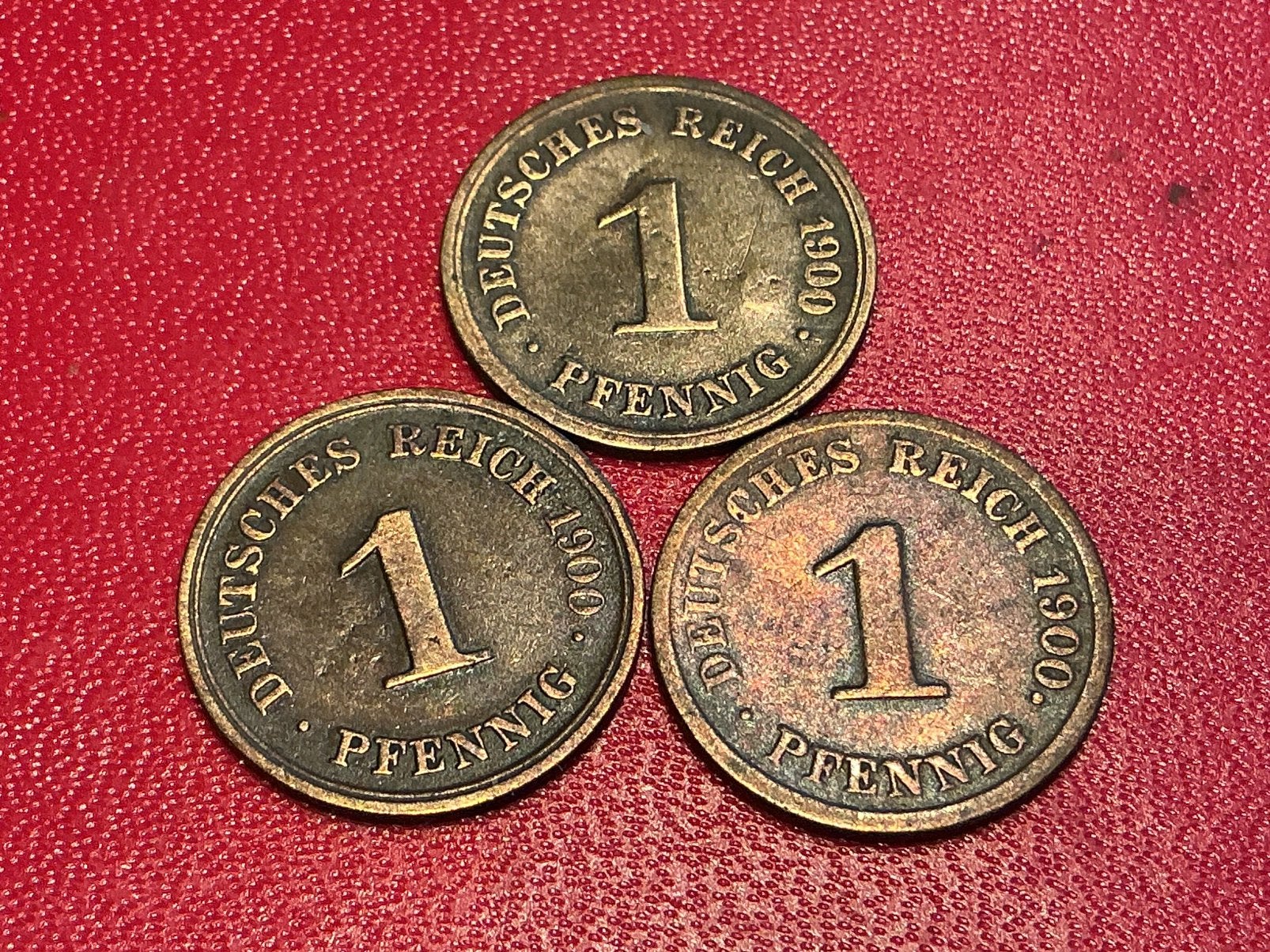 Duitsland 3 x 1 pf 1900  D/F / J, Ophalen of Verzenden
