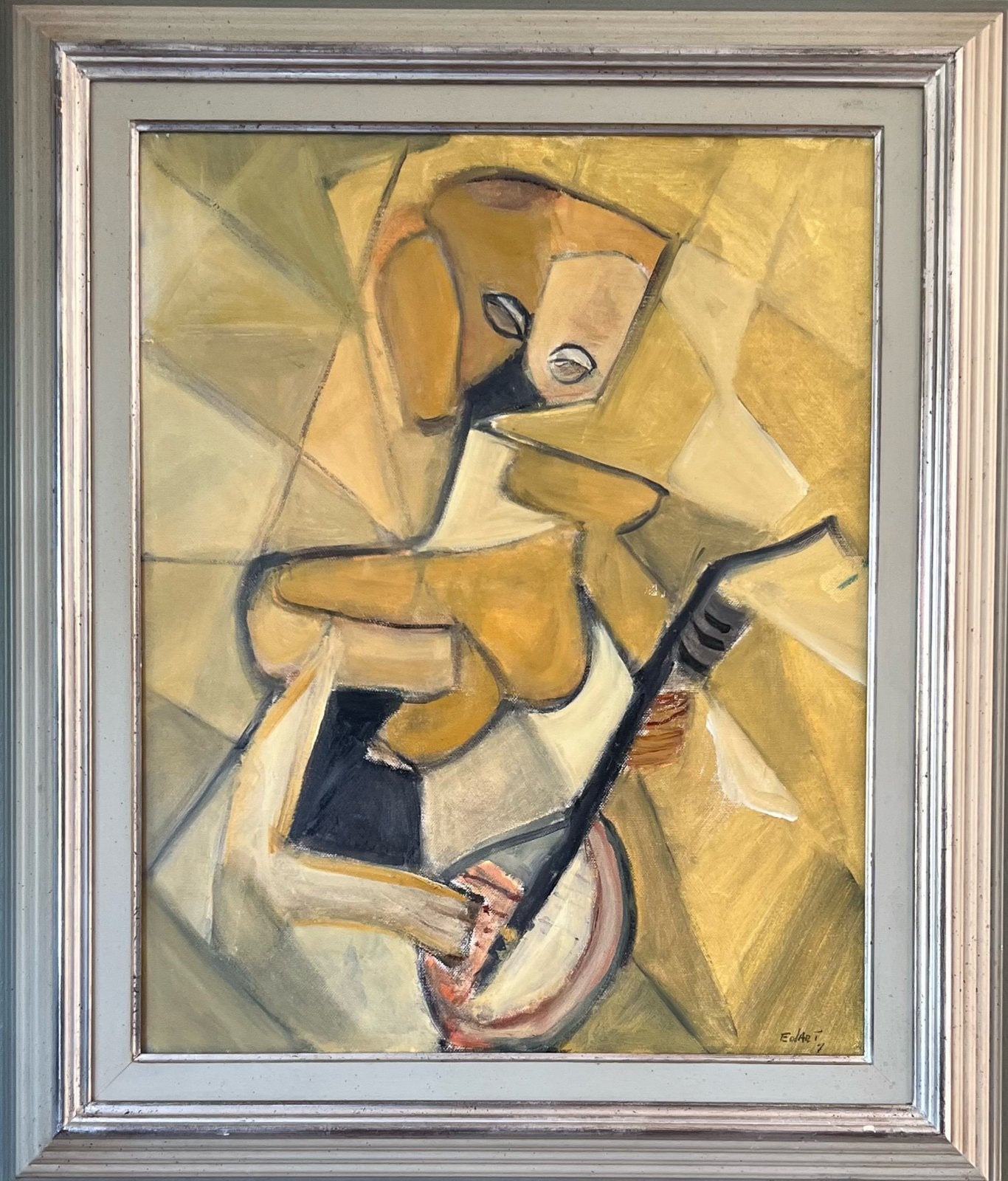 Lady mandoline, Ophalen of Verzenden, Handgeschilderd, Olieverf, Abstract
