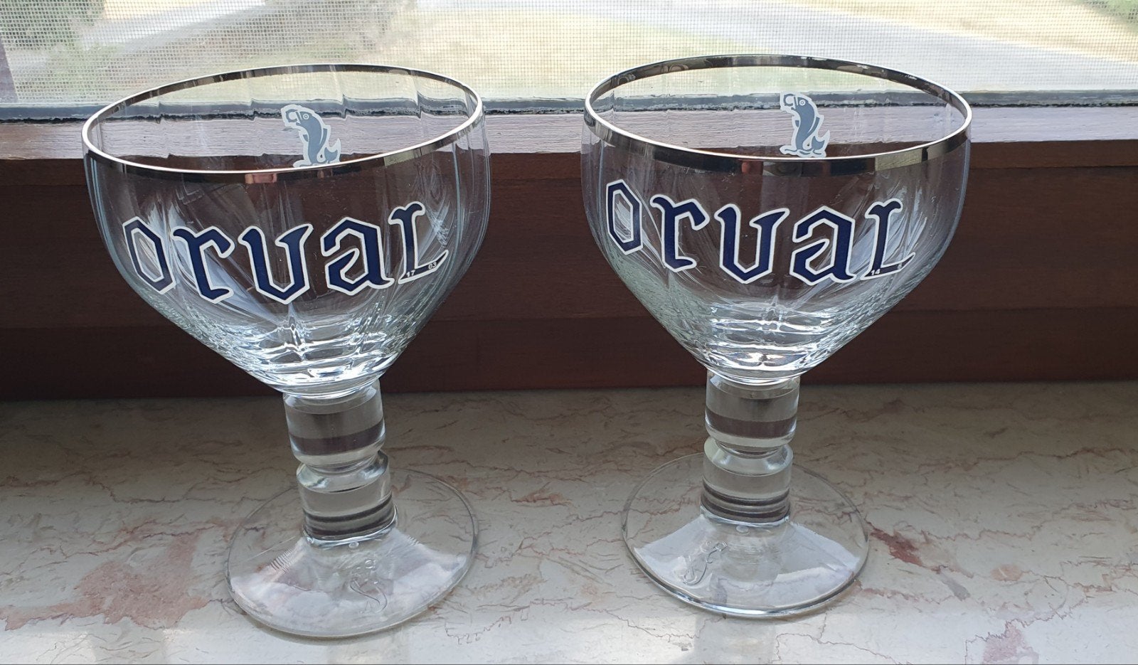 Orval 2 verres numérotés au niveau du " L ", Ophalen of Verzenden