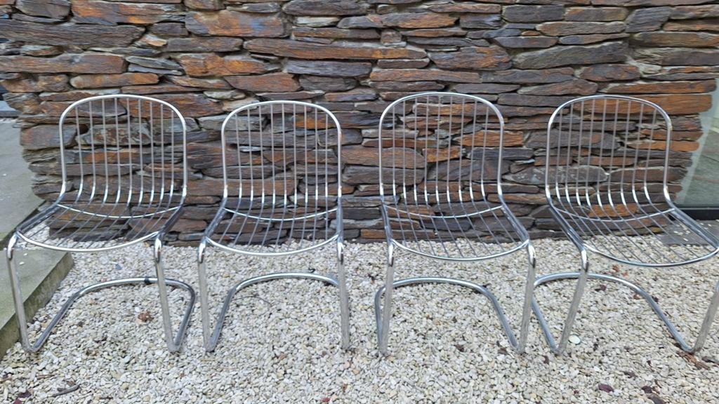 Vintage buisstoelen stijl Gastone Rinaldi, Huis en Inrichting, Ophalen, Gebruikt, Overige kleuren, Vintage