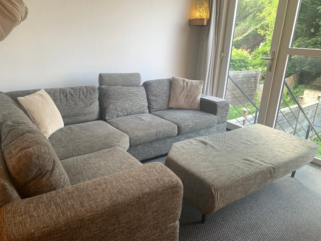 Bolia 5-zits hoekbank, met grote bijpassende voetenbank, Ophalen, Gebruikt, Stof, Design scandinave