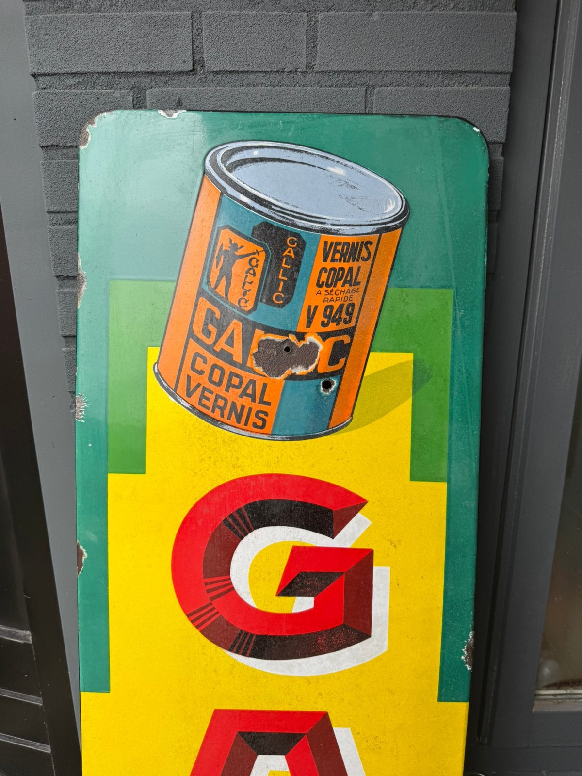 Gallic verf oud emaille reclamebord, Ophalen, Reclamebord, Gebruikt, .